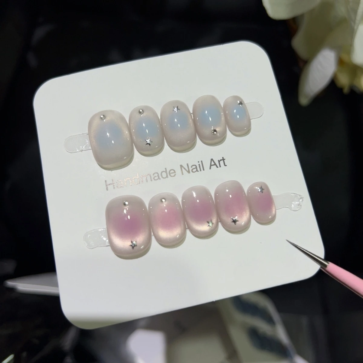 

10 шт., милые красочные короткие квадратные круглые накладные ногти Dopamine Blush, глянцевые накладные ногти ручной работы для девочек, носимые типсы для ногтей