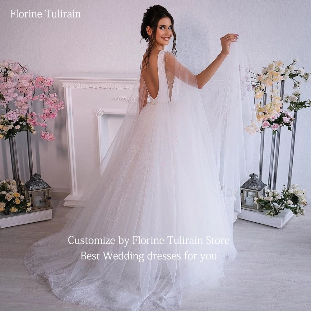 Bespoke Robe De mariee Sexy profondo scollo a v Watteau treno elegante a-line lunghezza del pavimento corte treno abiti da sposa per le spose 2023