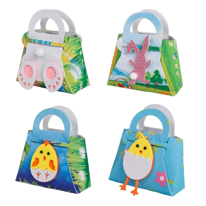 

Easter Day Tote Bag Easter Felt Material Gift Package Easter Day Decors Kid Favor Candy Bag Handbag Cartoon Eggs Basket