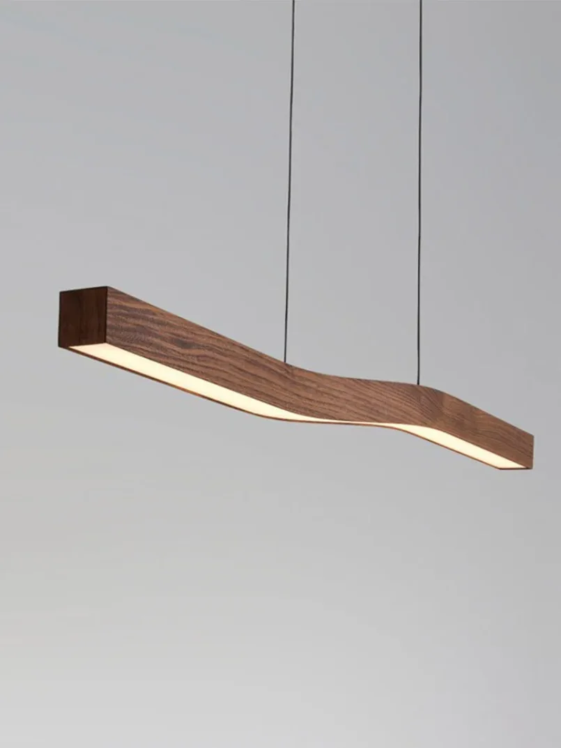 

Modern Walnut Led Long Pendant Lights for Kitchen Island Dining Room Study Room Hanging Lamp Ceiling Chandeliers Wood Wooden