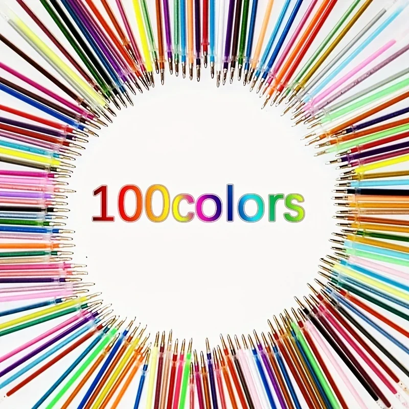 

100pcs 1.0mm Glitter Pen Refills Set Flash Multicolor Gel Pen Refill Core DIY Art Writing Painting Graffiti Pen Refills Supplies