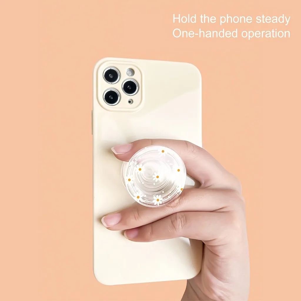 Transparent Acrylic Cute Bow Strawberry Grip Tok Foldable Phone Stand Holder for Smartphone Anti Slip Anti Drop Decorative Mobil
