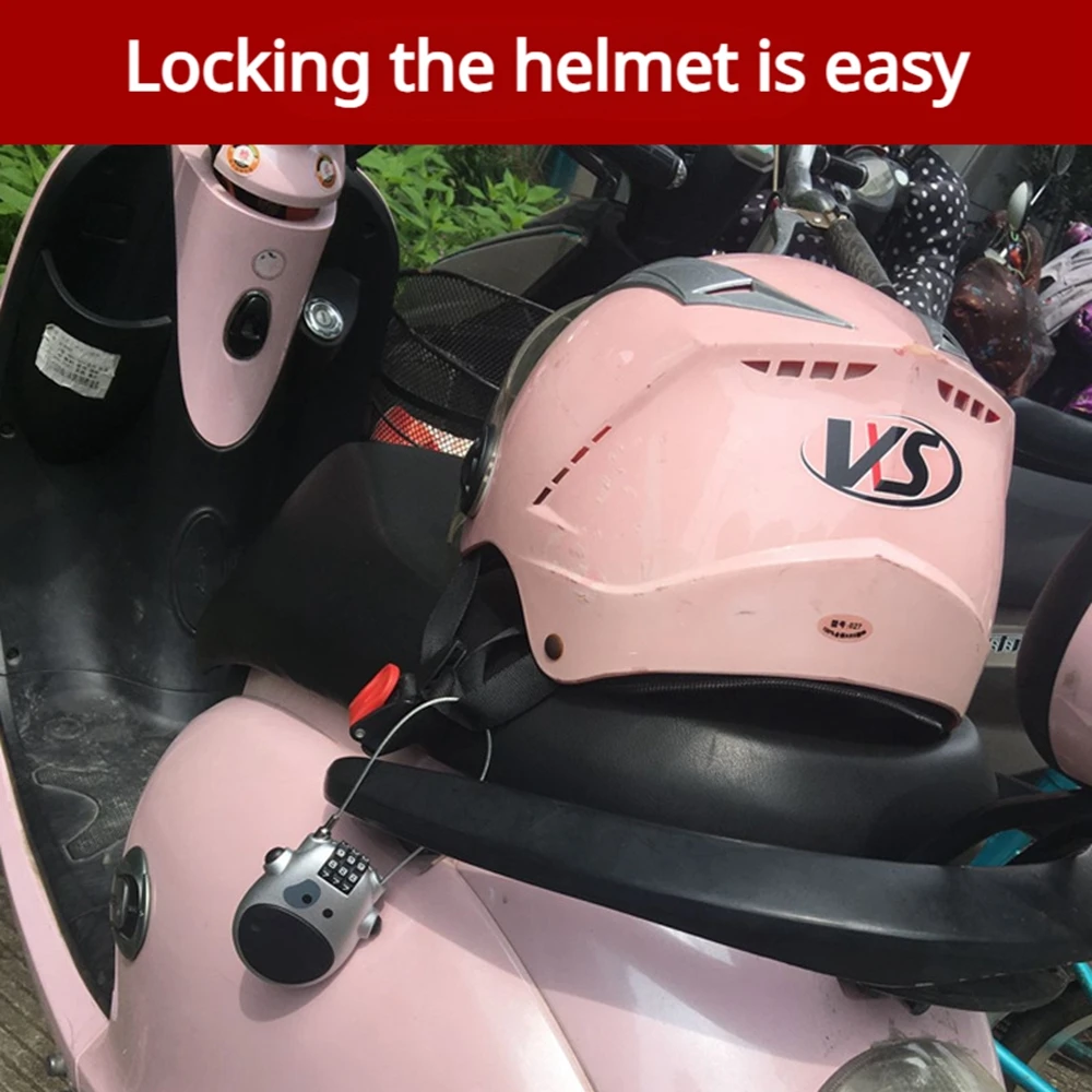 Bike helmet lock Telescopic Motorbike Helmet Steel Cable Code Lock Bicycle Sled Suitcase LockHigh-precision Code Wheel Password