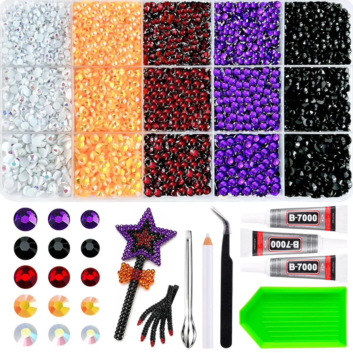 1Box Shiny AB Jelly Semi-circular Nail Rhinestones Charms 3/4/5mm New Flatback Crystal Gems Nail Art Decorations DIY Halloween