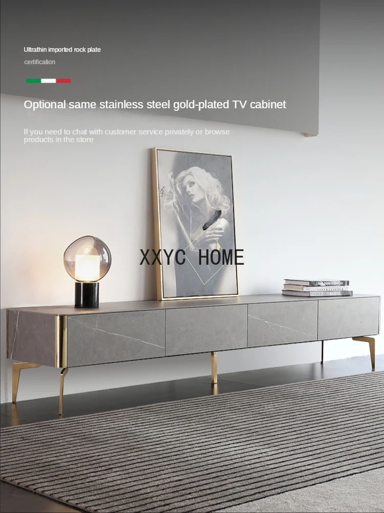 

Italian Stone Plate TV Cabinet Modern Simple And Fashionable Home Minimalist Light Luxury Wall Cabinet