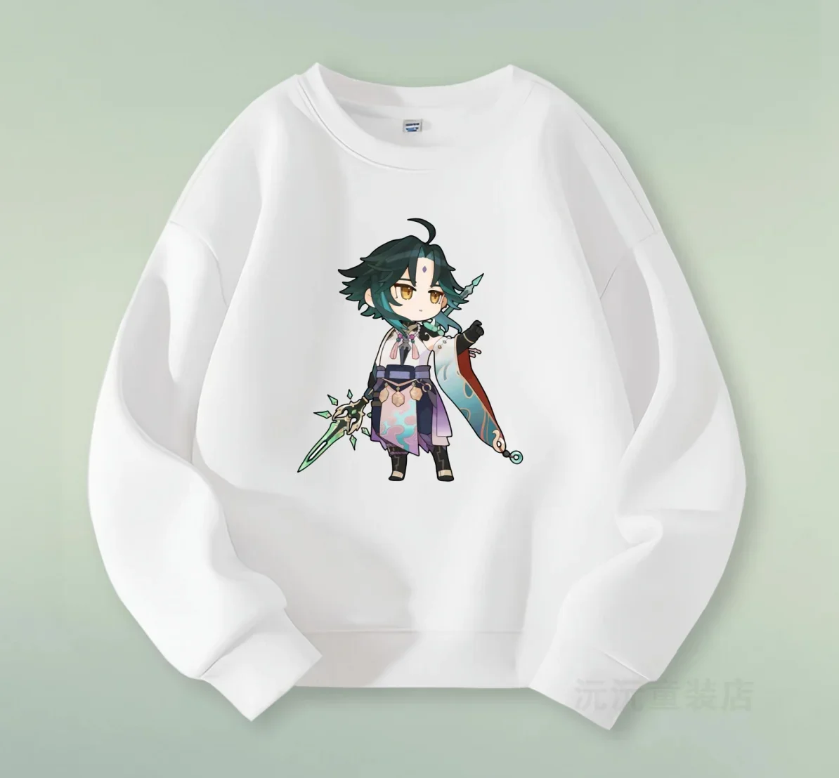 

Детский свитер с круглым вырезом и персонажем аниме «Q-версия», чистый белый, освежающий и модный стиль»