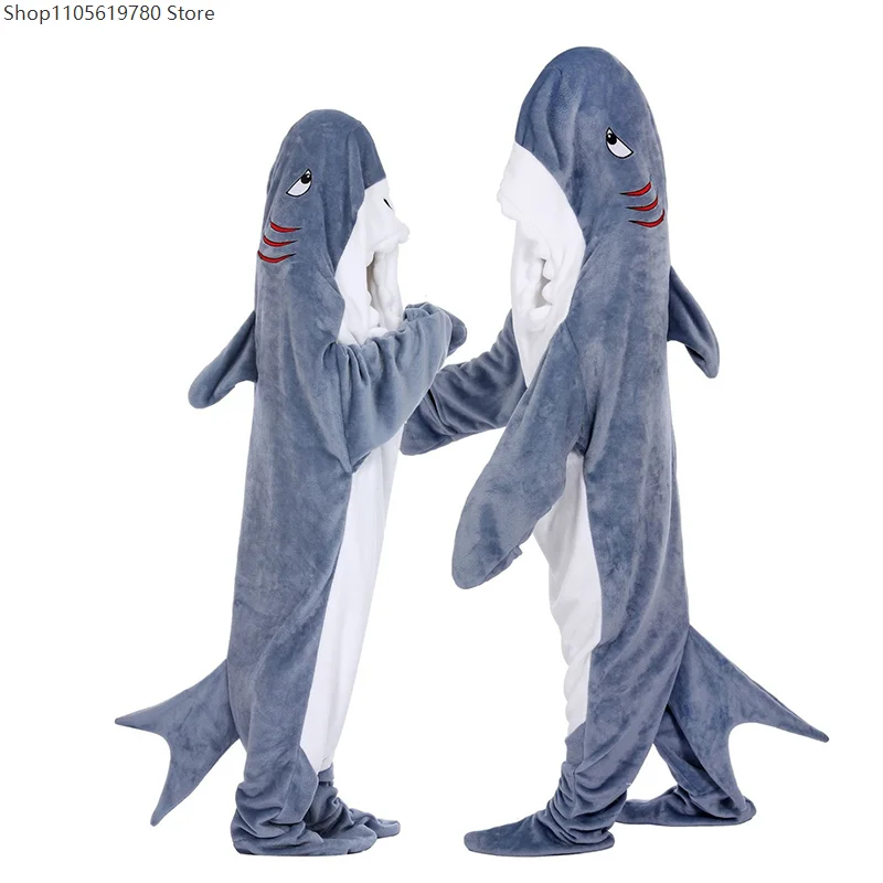 Unisex Female Fleece Wearable Blanket Hoodie Male Shark Onesie Costume Green Adult Dinosaur Pajamas Halloween Dress Up Cosplay