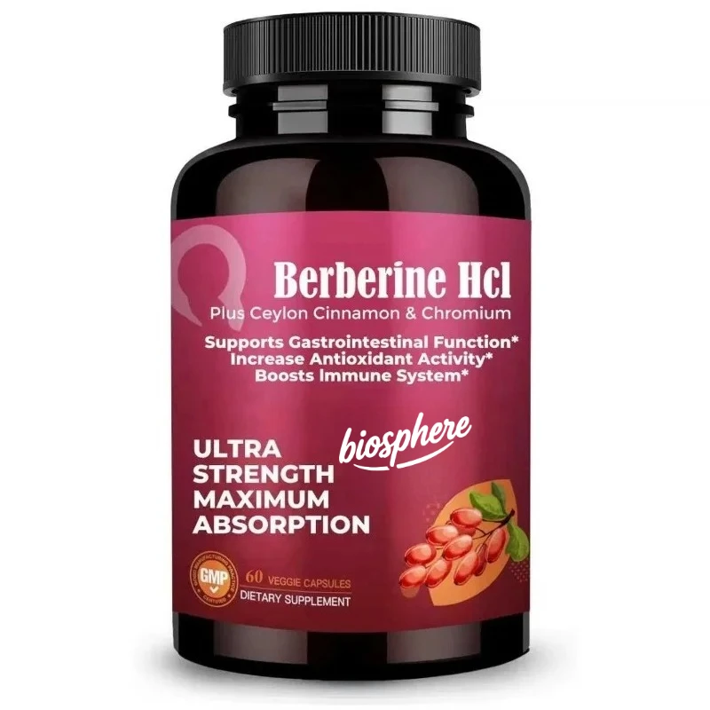 

Berberine hydrochloride 1200mg containing Ceylon cinnamon chromium - immune and intestinal health support, non GMO, 60 capsules