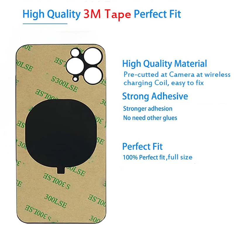 2Pcs Pre-Cutted 3M Adhesive tape Double-side Stickers For iPhone 8 Plus X Xs XR 11 12 13 Pro max Back Glass Repairing (NO GLASS)