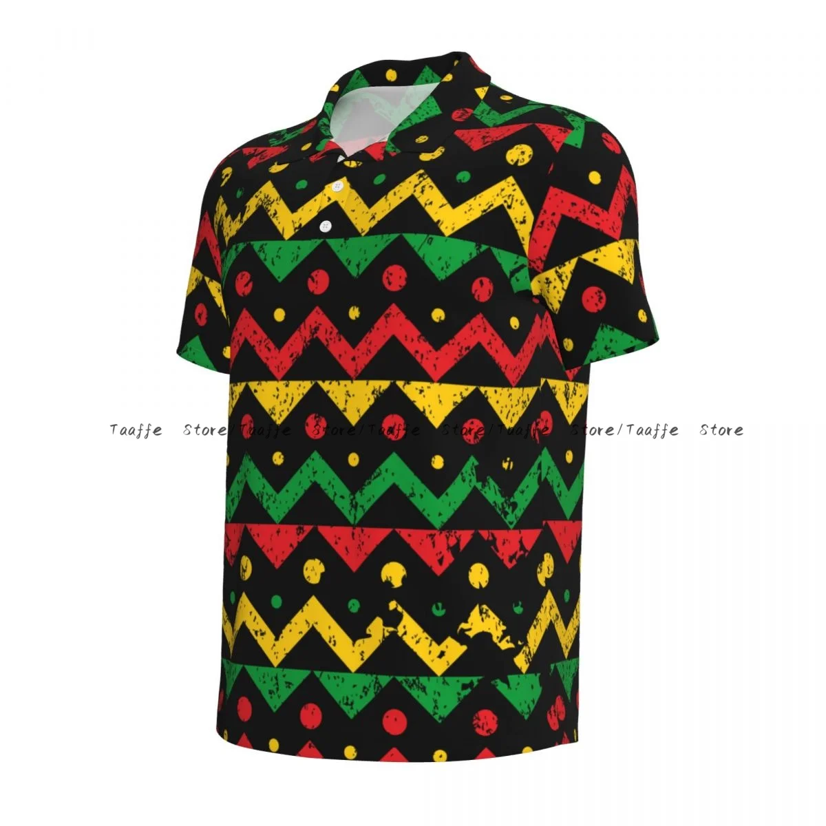 Men's Polo Shirt Zigzag Reggae Background Business Casual Lapel Short Sleeve T-shirt top