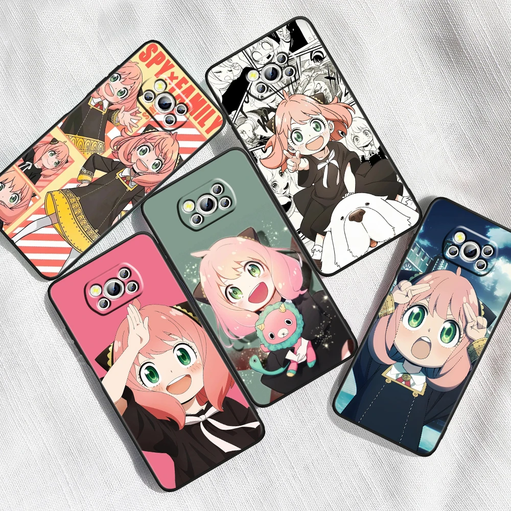 

A-Anya Forger SPY FAMILY For Xiaomi Mi Poco F5 F4 F3 X6 X5 X4 X3 M6 M5 M5S M4 M3 C65 Pro GT NFC 5G Black Cover Phone Case