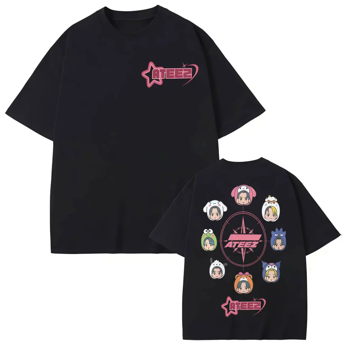 

Kpop ATEEZ Cartoon T-shirt in Your Fantasy World Tour 2025 Graphic T Shirts Men Women Clothing Fashion Y2k Short Sleeve T-shirts