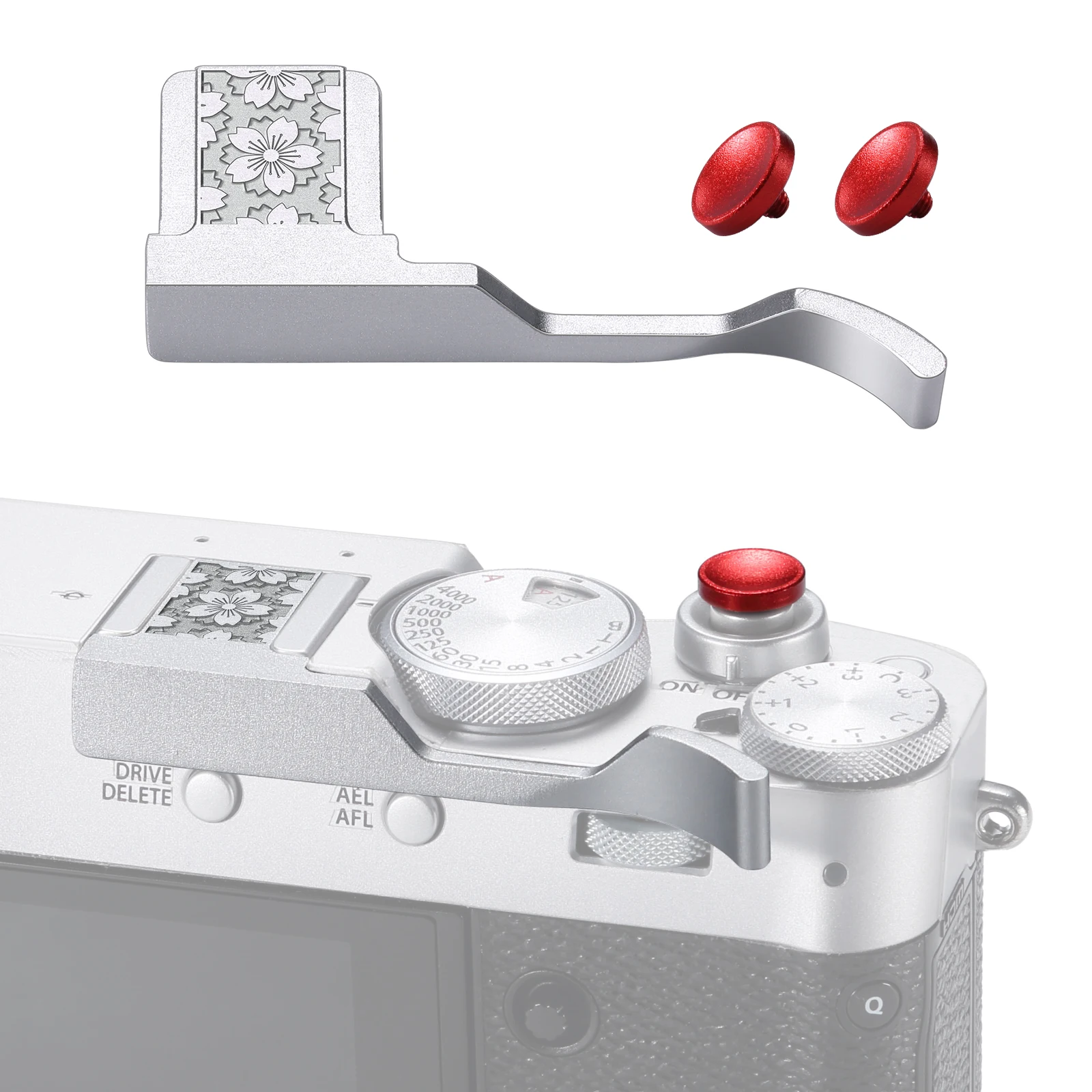 

Металлическая накладка на курок спуска затвора с принтом Сакура и крышкой горячего башмака для Fujifilm X100V X100VI, комплект аксессуаров для камеры, мягкая кнопка спуска затвора