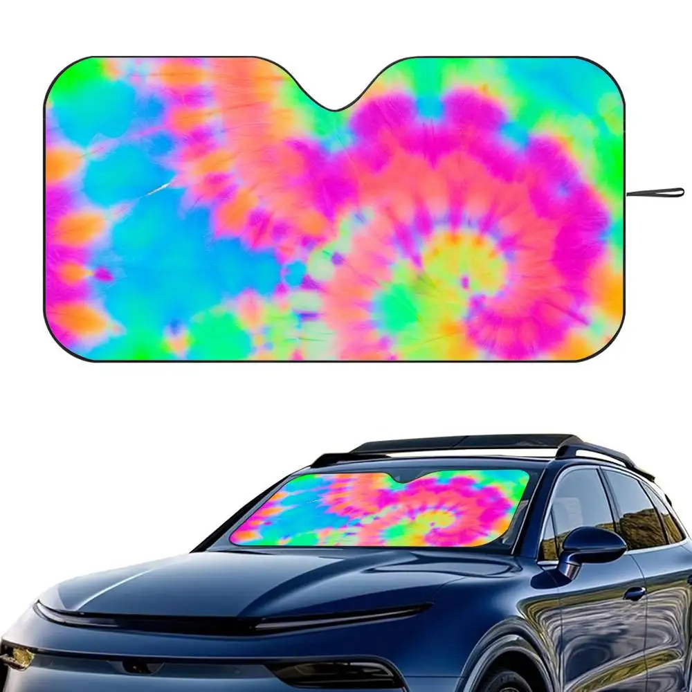 

Красочный узор тай-дай, автомобильный солнцезащитный козырек, лобовое стекло, складной трехслойный изоляционный солнцезащитный козырек от присоски, блоки УФ-лучей, солнце