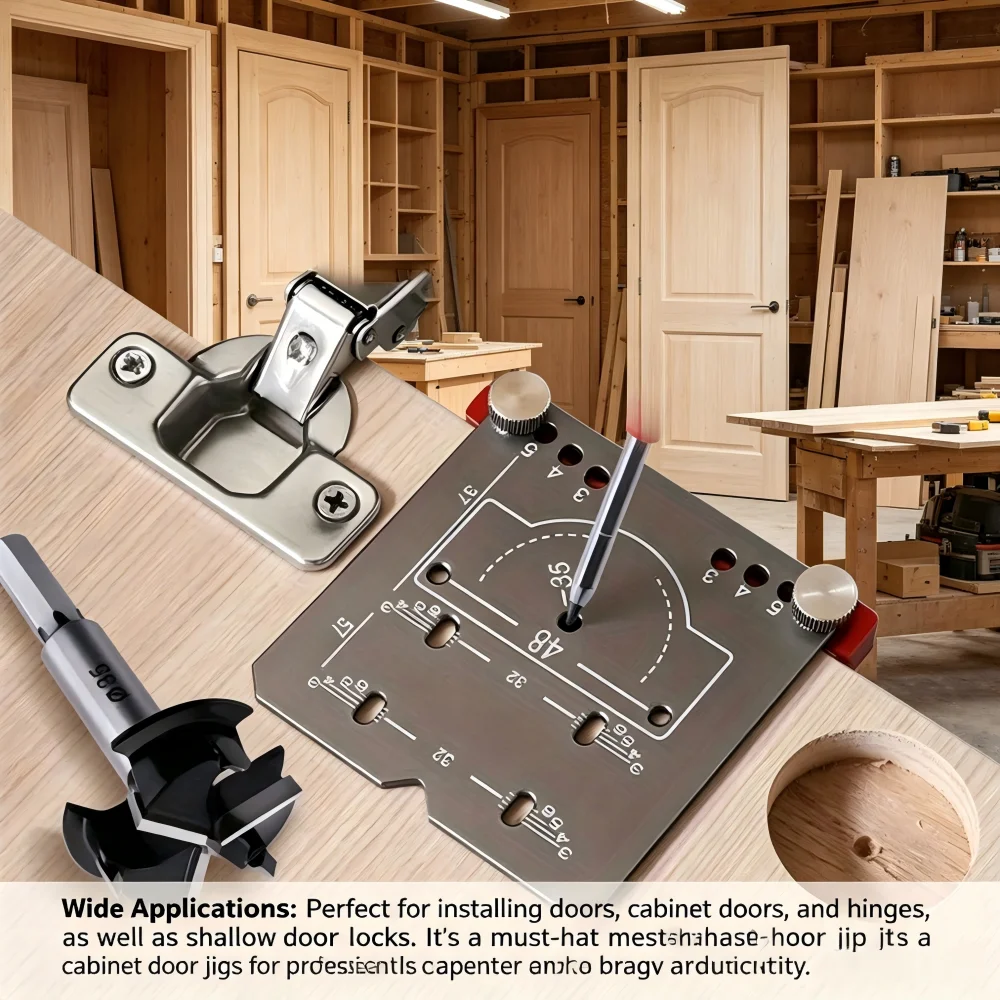 

35mm Concealed Hinge Punching Locator , Aluminum Alloy Adjustable Jig for Cabinet & Door Hinge Installation