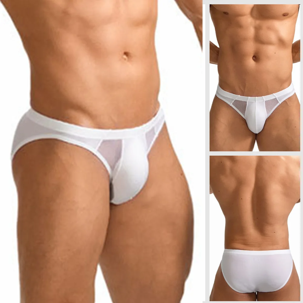 Breathable Men's Low Waist Underwear Briefs in Solid Color Featuring Pouch Design for Lightweight All Day Comfort