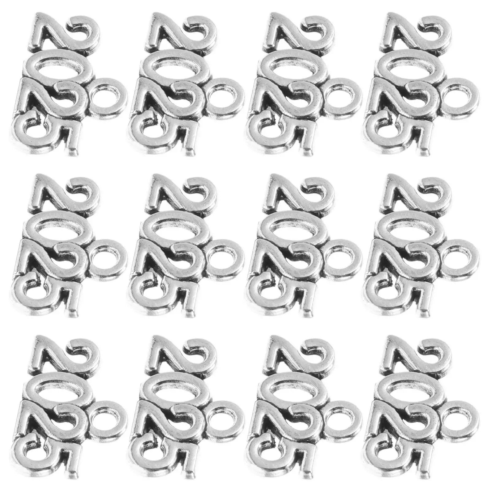 100 Pcs Number Year Pendant Cap Charms Vintage for Graduation Alloy Enamel Metal Bracelets