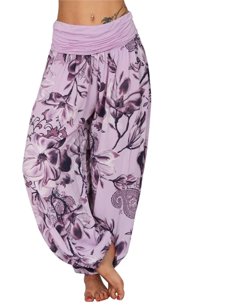 Woman's Fashion Flowers Print Harem Pant Spring Autumn Casual Wide Leg Pants Loose Design Ladies Comfortable Versatile Clothing