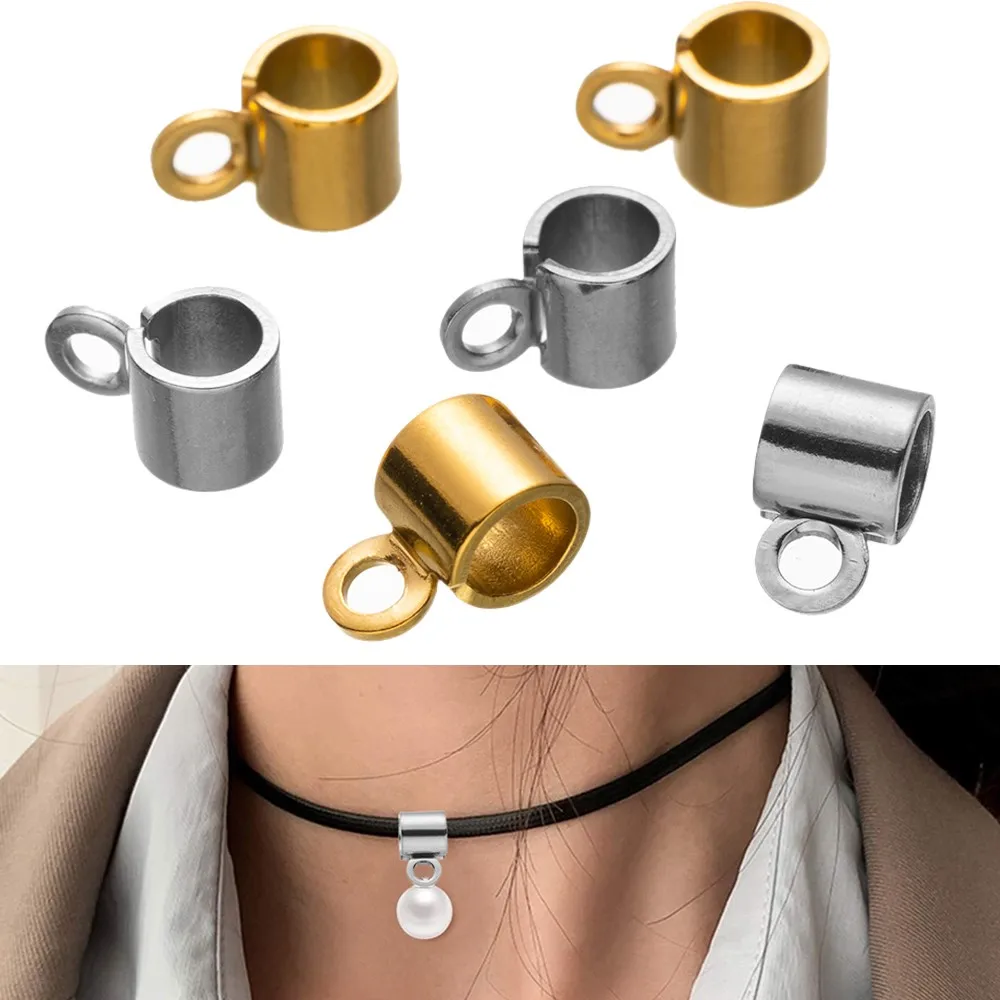 

10/20Pcs Stainless Steel Connectors Bails Tube Beads Hanger Links with Loop for European Bracelet Pendant Jewelry Making DIY
