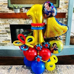 13pcs Disney Snow White Foil Balloons Girl Princess Birthday Party Decorations 32inch Gold Number Air Globos Kid Toys Supplies