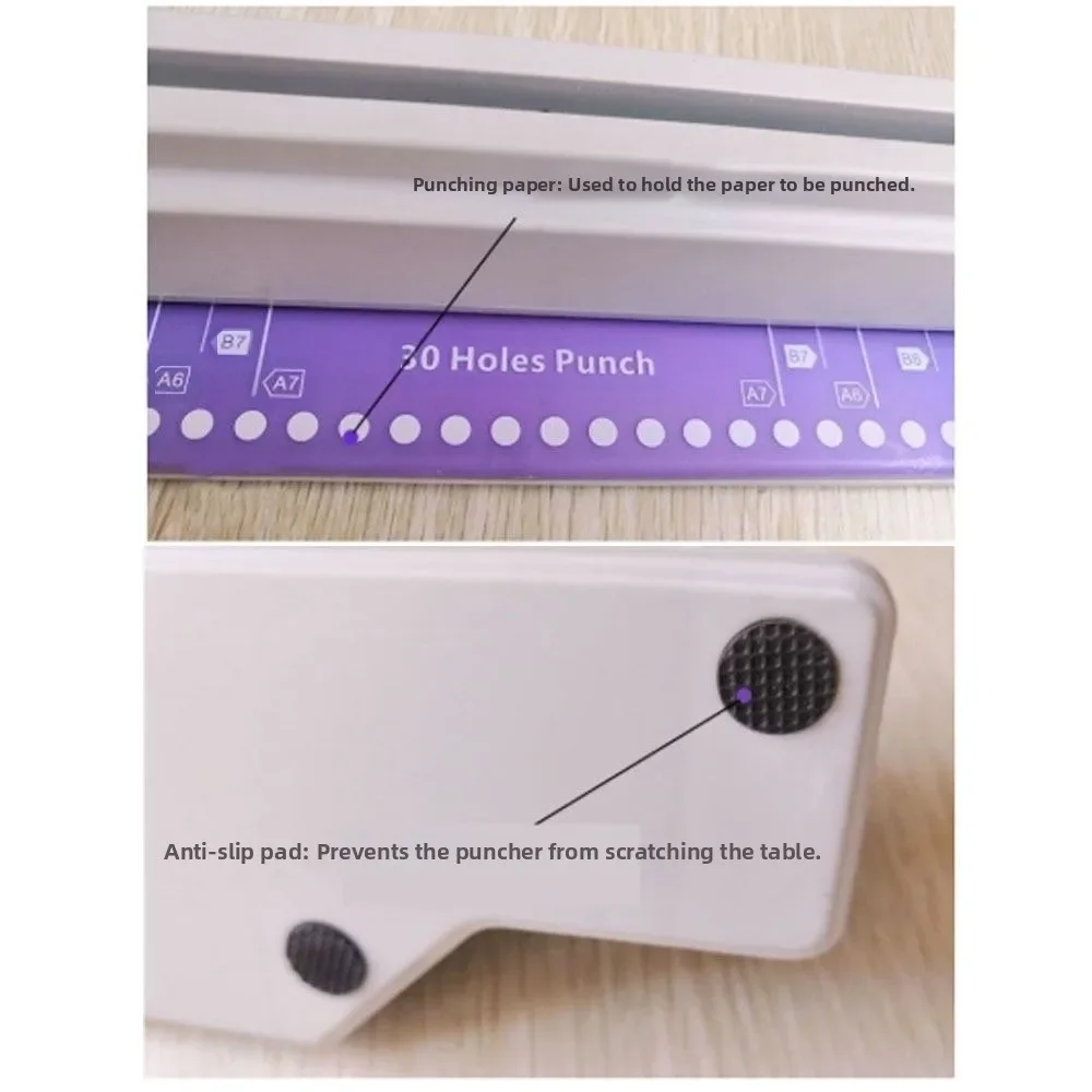 Neue 30-Loch-Papierstanzmaschine, effizienter, leichter Papierstanzer, Dokumentenhalsband-Stanzmaschine, Bürobedarf