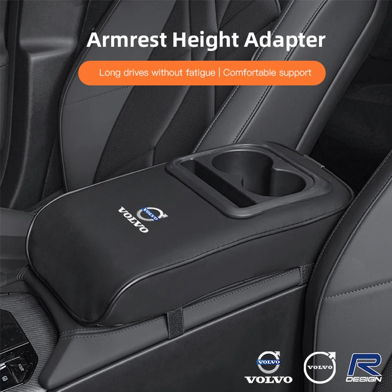Caixa de apoio de braço do carro almofada de couro macio com suporte de copo para volvo rdesign xc90 xc40 xc60 v60 v70 v90 v40 ec40 ex40 s80 s60 s90
