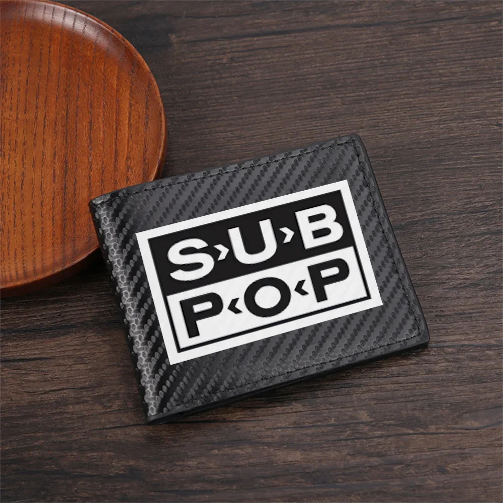 Sub Pop music label logo design Men's Wallets Simple Business Modern Stylish Printing Design Gifts For Father Boyfriend Christma