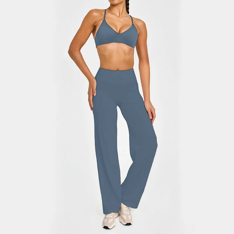 

Women's Nude Yoga Set Versatile Slim Fit Hollow Out Beautiful Back Tight Fitting Fitness Set Outdoor Running Leisure Sportswear