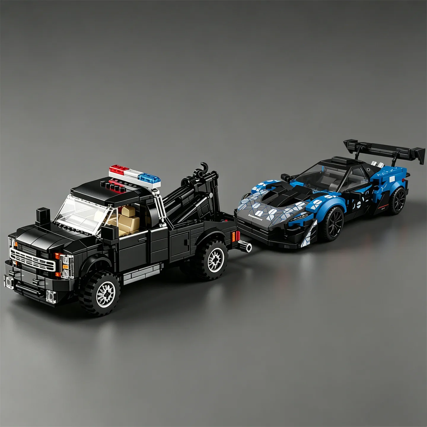 

NEW MOC CITY American Police F450 Tractor-Trailer GTR Supercar Building Block Race Car Model Toy Tractor