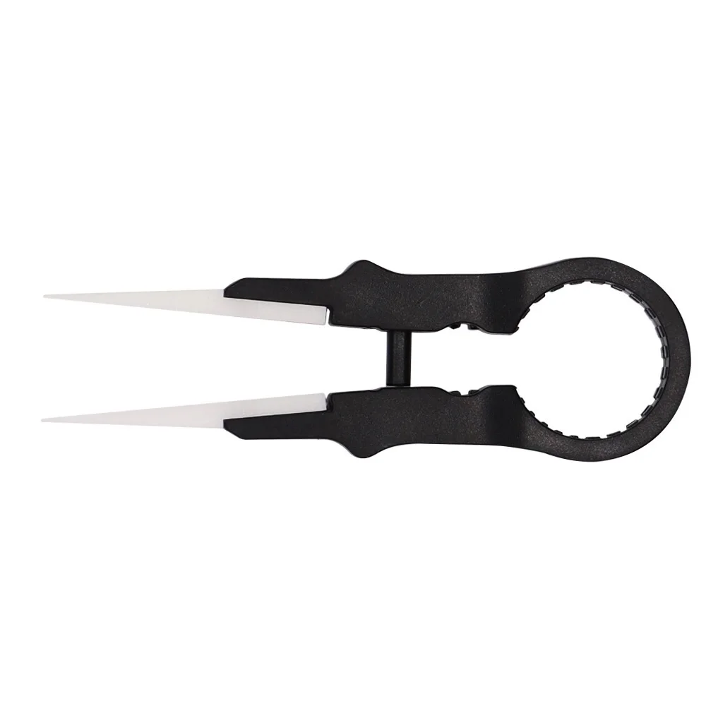 Insulation Head Ceramic Tweezers 1 Pc 1cm 0.39 Insulation Plastic Ceramic Steam Tweezers 8cm 3.15 Black Ceramic Forceps