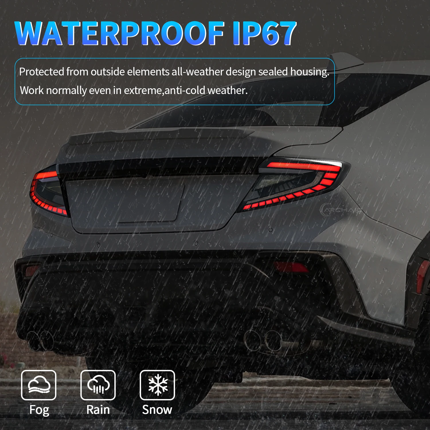 ForArchaic لمبة خلفية لسوبارو WRX الضوء الخلفي 2022-2025 VB قاعدة/قسط/محدود/GT/TS مع مصباح سيارة إشارة متتابعة