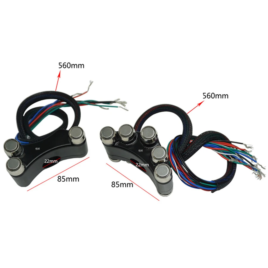 1 Pair Universal 22mm CNC Aluminum Alloy Motorcycle Switches Handlebar Mount Switch Headlight Horn Start Lighting LED Switch