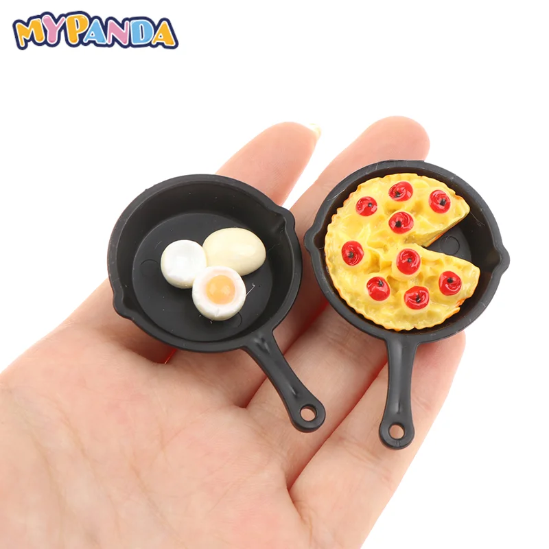 1pc Dollhouse Miniature Pizza Egg Fried Rice Frying Egg Pans For Dolls House Kitchen Accessories Doll House Decor