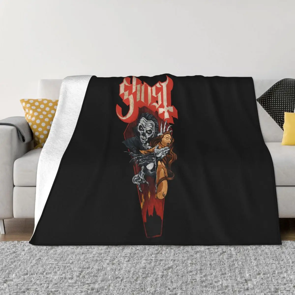 

Ghost Dracula Papa Emeritus New Metal Band 100 Authentic Gift Humour Newest High Quality Throw Blanket