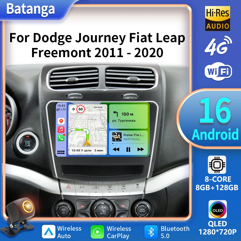 Android 16 para Dodge Journey Fiat Leap Freemont 2011 - 2020 Radio de coche reproductor Multimedia navegación 5G + Wifi GPS DSP Carplay Auto