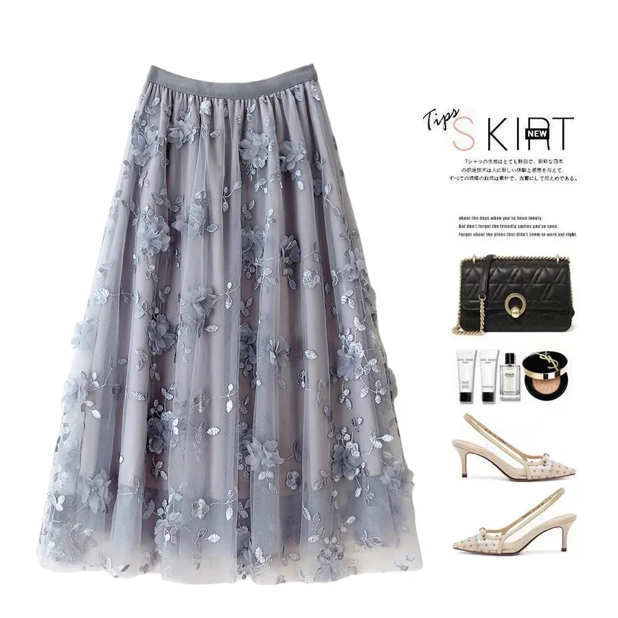 

Women Clothing Casual Elegant Summer Embroidery Streetwear Party Y2k Skirt Fashion Clothes Vintage Long Skirt Ethnic Style