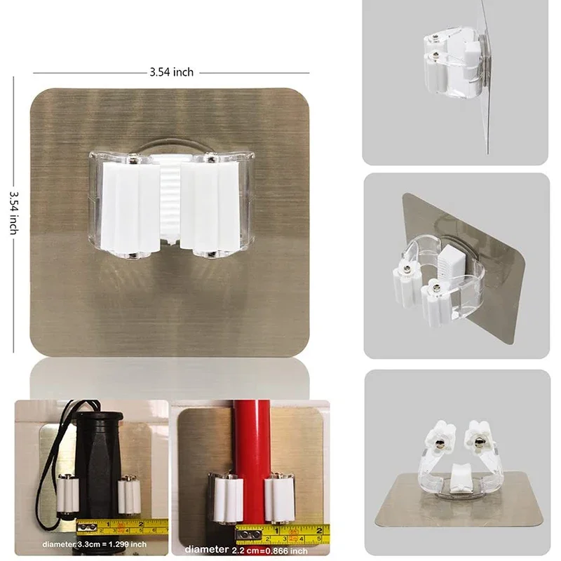 2/4 pçs adesivo vassoura mop titular gancho multi-purpose ganchos fixado na parede rack de armazenamento organização cabide cozinha ganchos do banheiro