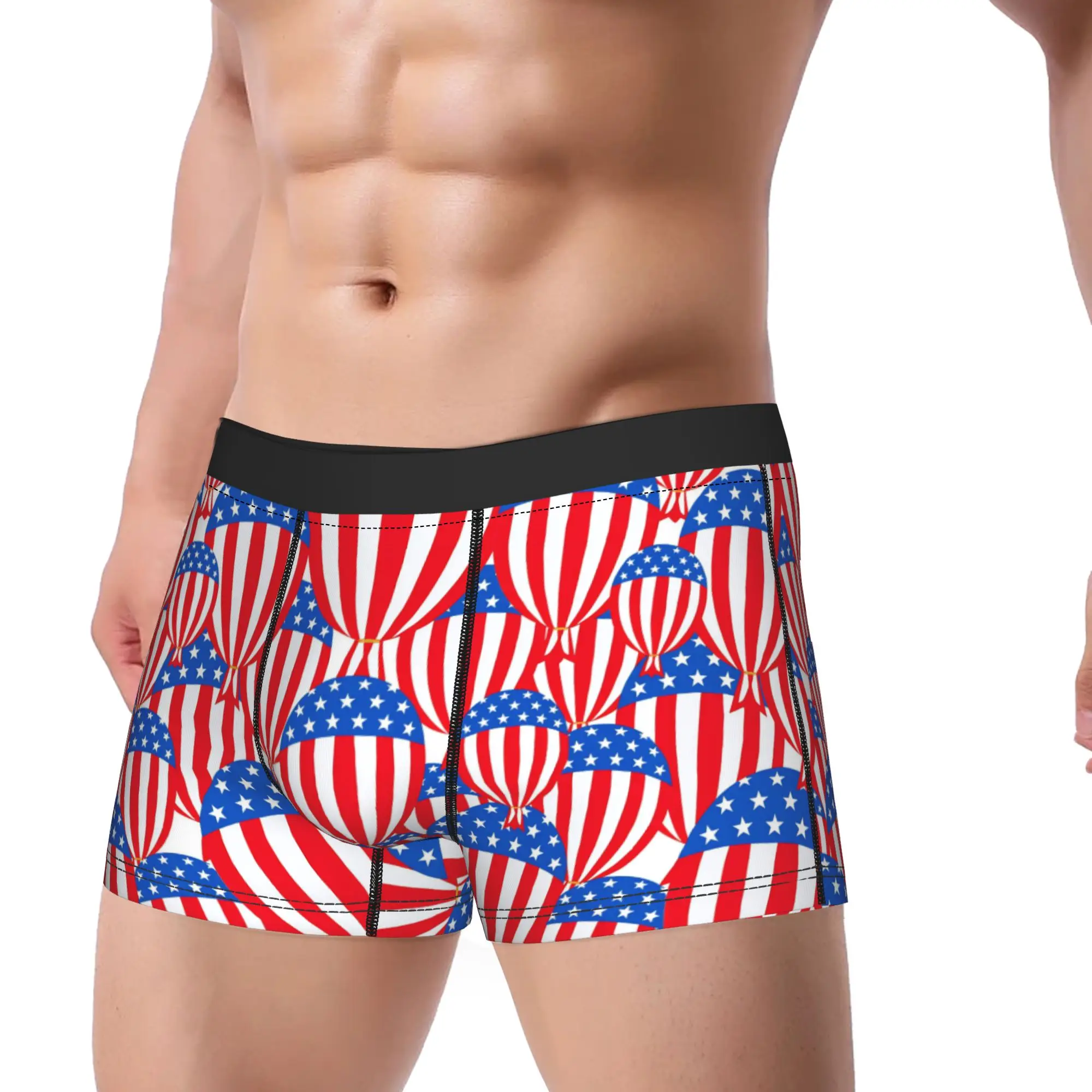 American Flag Ball Underwear  Men Panties Printing Sexy Soft Boxershorts Quality Shorts Briefs Big Size 2XL