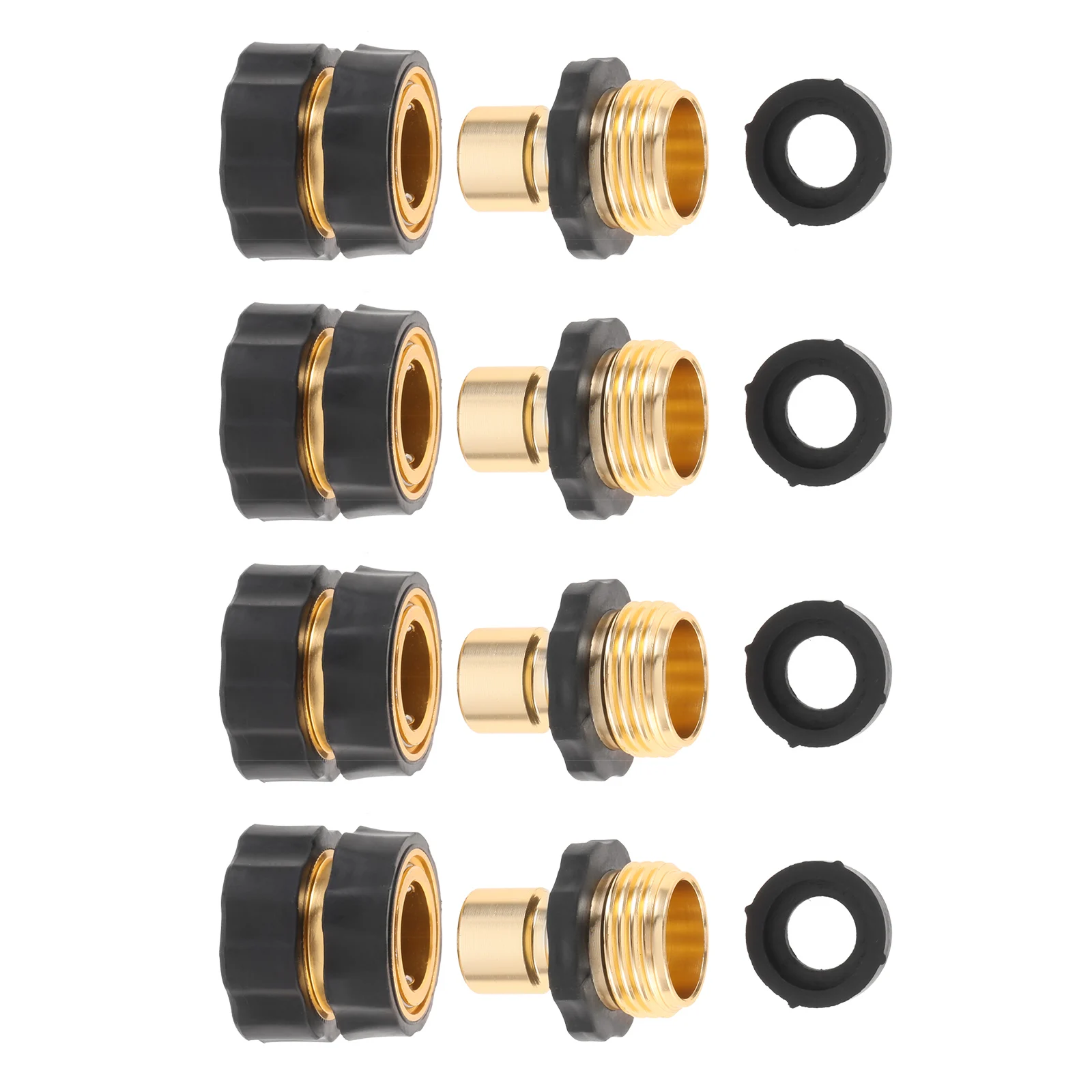 

4sets Garden Hose Quick Premium Aluminum Connector 3/4 Inch Male & Female Fitting with Rubber Washer Repair Replacement Parts