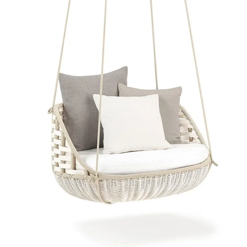 Pastoral Outdoor Leisure Double Hanging Rocking Chair Swing Balcony Hanging Basket Rattan Chair B&B Home Indoor Cradle Courtyard