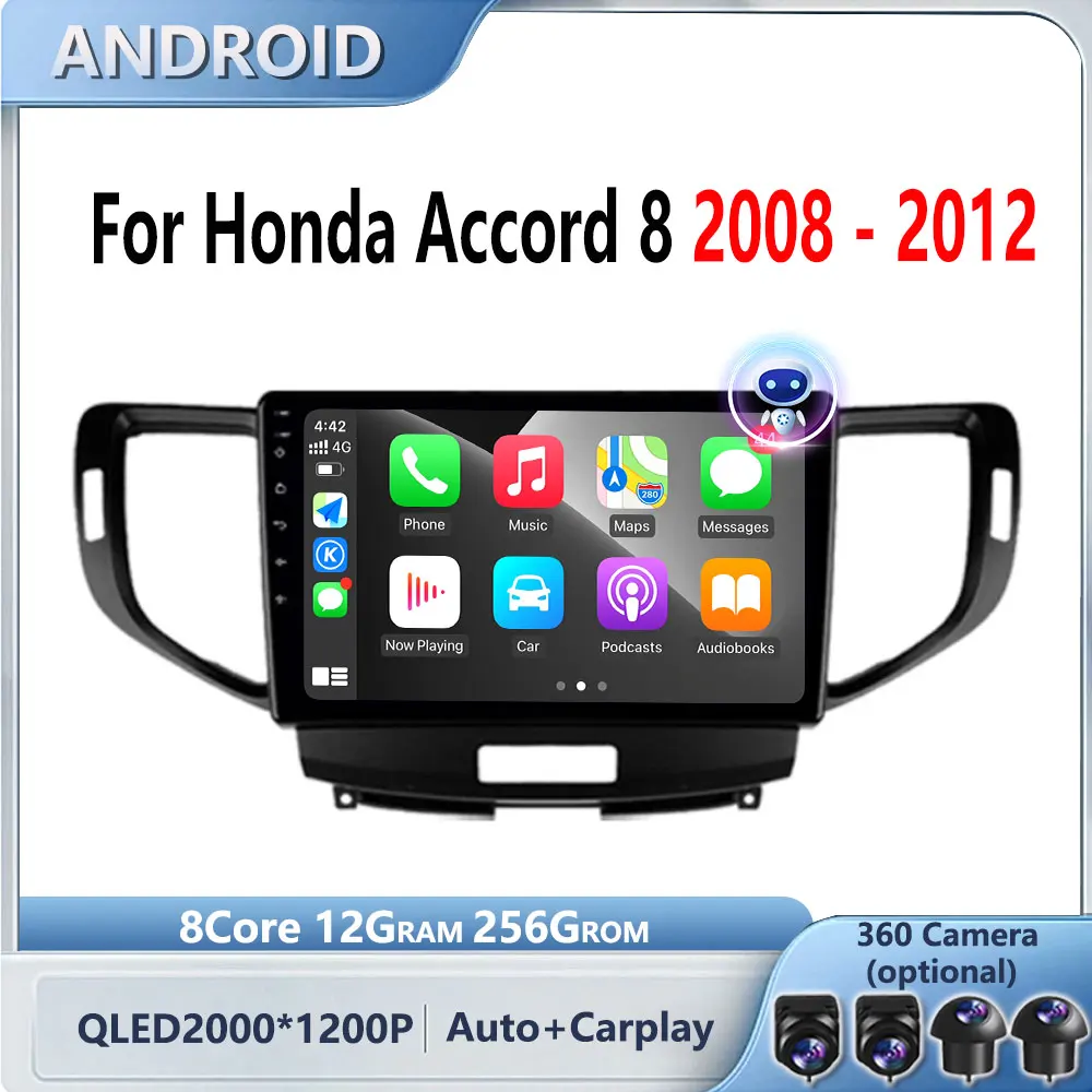 لهوندا أكورد 8 2008 - 2012 أندرويد 15 نظام راديو السيارة مشغل وسائط متعددة واي فاي DSP نظام تحديد المواقع نافي 4G واي فاي HD شاشة أدوات السيارات #1