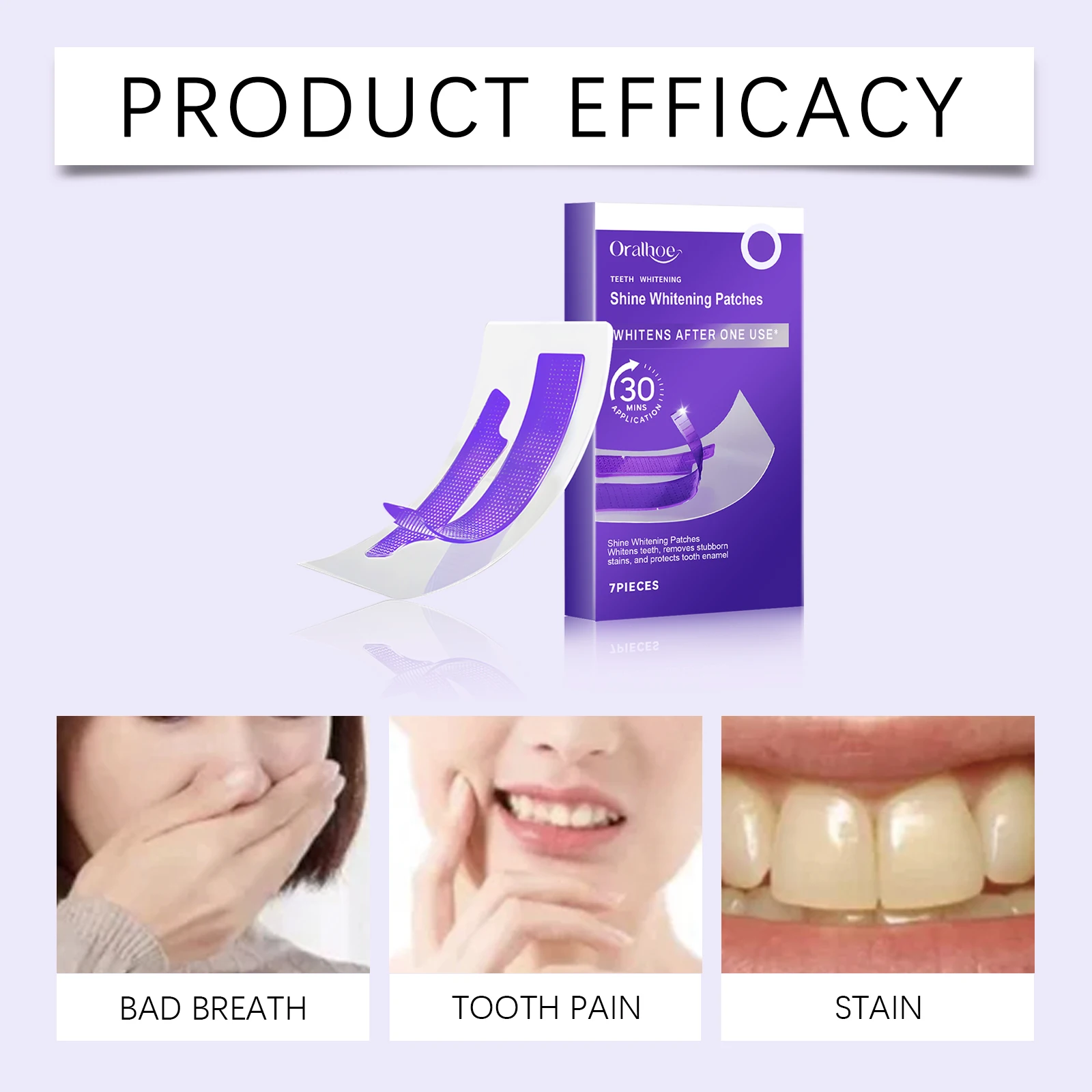 ORALHOE 7 قطعة/صندوق بقع تبييض الأسنان مكونات خفيفة نتائج سريعة إزالة بقع سطح الأسنان تأثير تبييض طويل الأمد #3