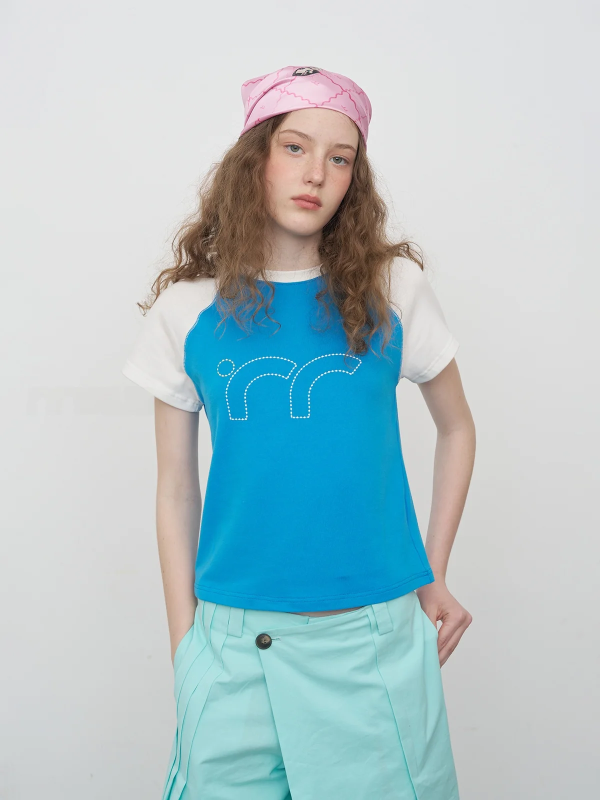 Riverstone plus Dopaamine Color Block T-Shirt Women's Summer New Sport Slim Fit Short Sleeve Top Cotton Polyester Spandex