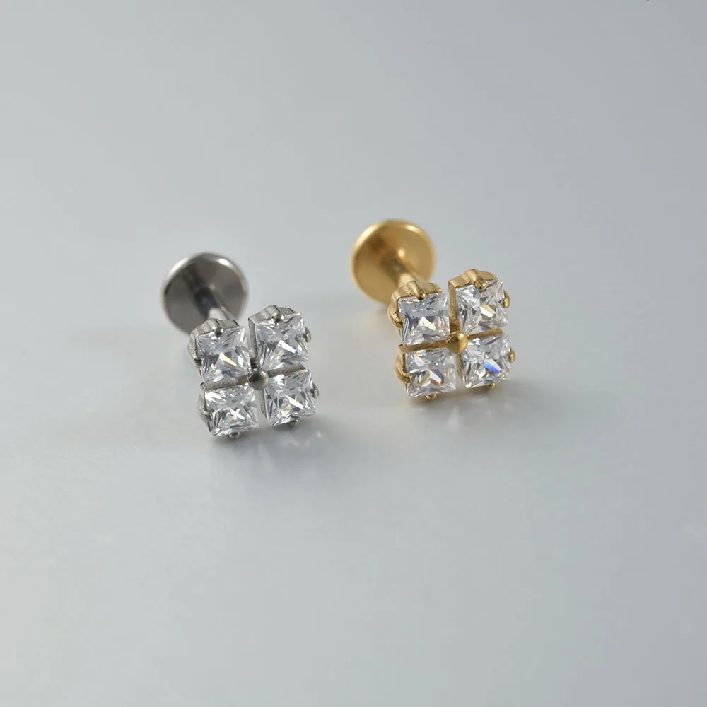 Women's Titanium CZ Ear Cartilage Labret Stud Earring