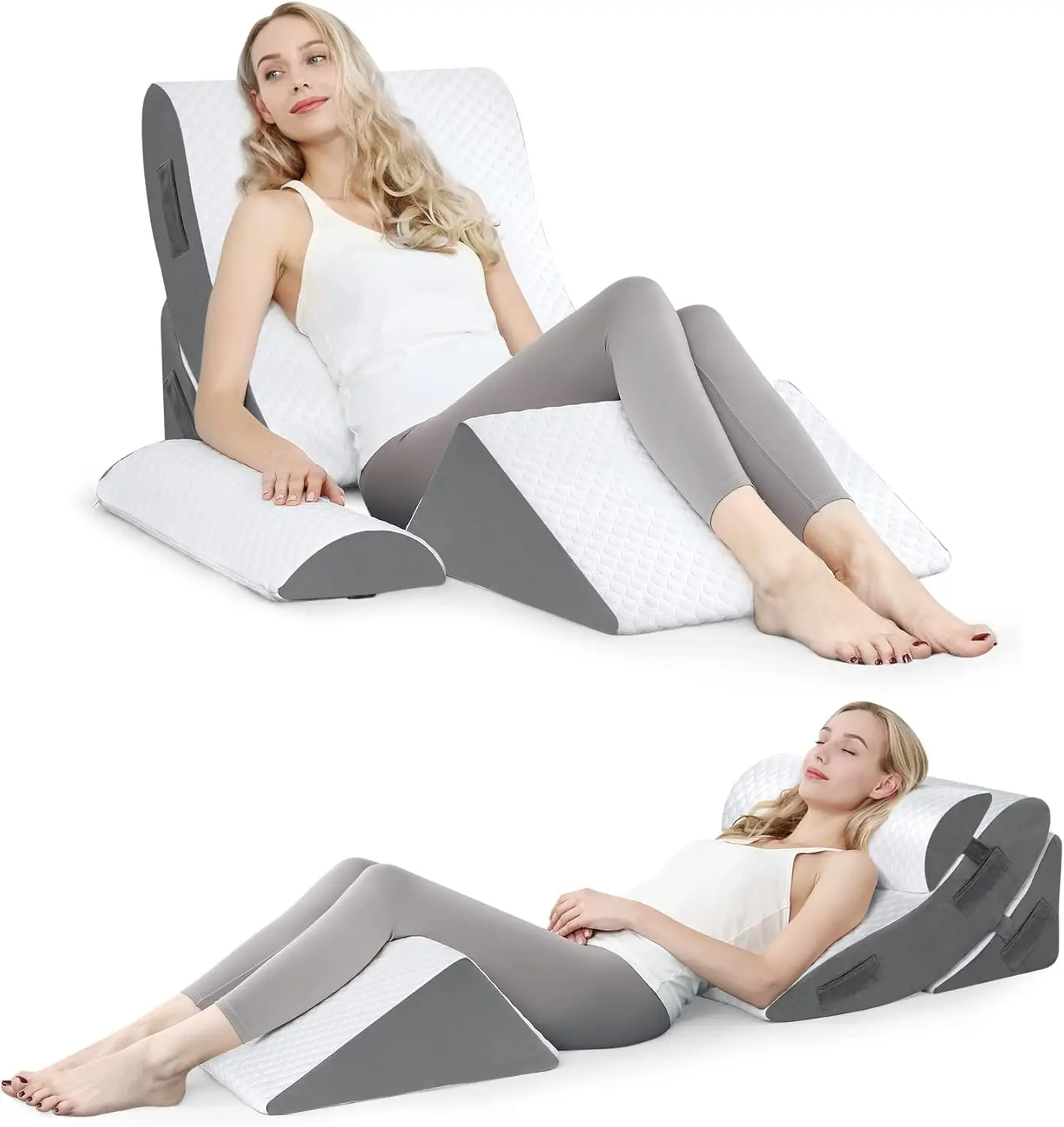 Recovery Perfect Post Surgery Memory Foam Wedge Pillows for Sleeping Acid Reflux Back Support Leg Elevation System