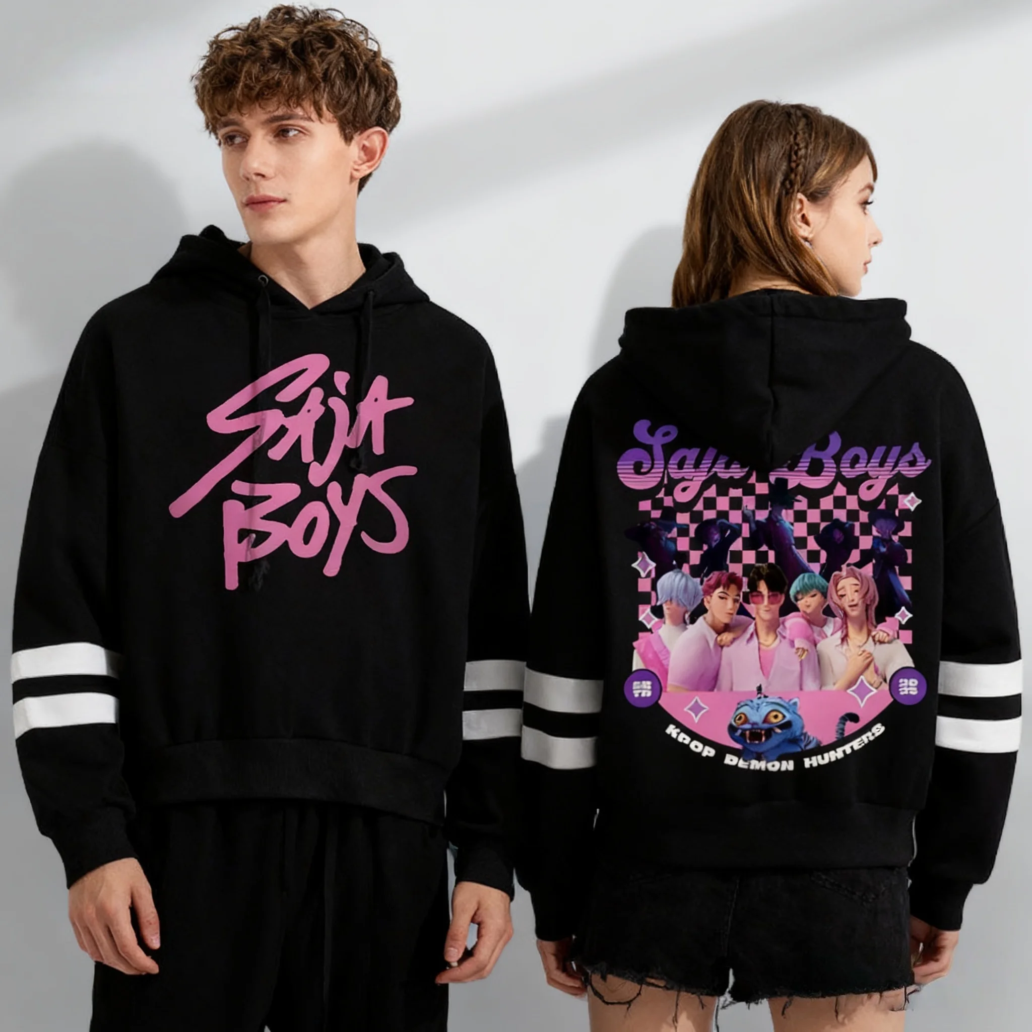 

Осенне-зимние толстовки KPOP Witch Hunting Team Газа Мужская команда Sweet Cool Street Lazy Style Oversized Женщины Взрослые Дети