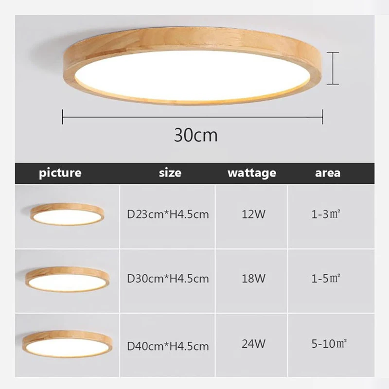 الشمال LED ضوء السقف 23/30/40 سنتيمتر خشبية مصباح دائري غرفة نوم غرفة المعيشة المطبخ غرفة الدراسة الممر داخلي Led الإضاءة بريق #5