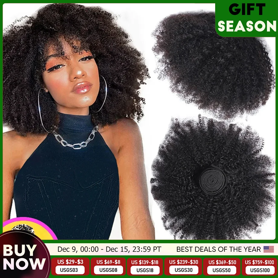 Extensiones de cabello humano rizado Afro brasileño 4b 4c Afro rizado a granel paquete de cabello humano postizo extensiones de cabello al por mayor