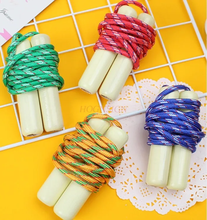 Wooden handle jump rope for children's beginners specialized sports training cotton rope