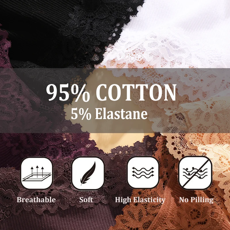 5 قطعة/المجموعة مثير سراويل داخلية قطنية الدانتيل النساء منخفضة الخصر سراويل داخلية S-XL بلون السيدات ملخصات الملابس الداخلية النساء #5